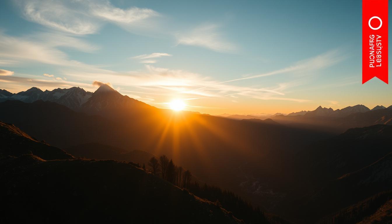 YouTube Banner idea created from the prompt: youtube channel banner, wide 16:9 composition, bold branding graphics, travel vlog, dramatic mountain landscape, golden hour, wide panorama 