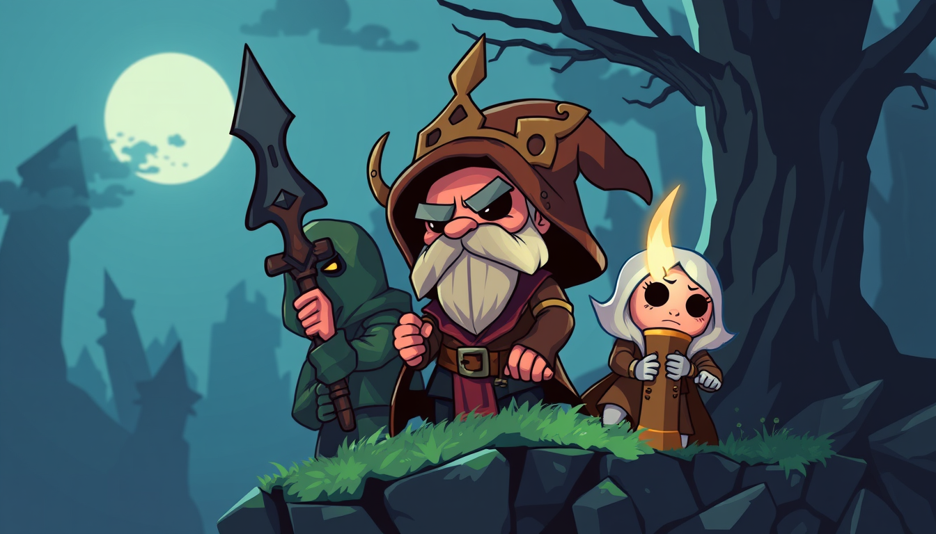 Main art studio: make me an icon in 4:3 format for a gaming channel with great and creative artstyle and rpg style the text should be: the greedy ones