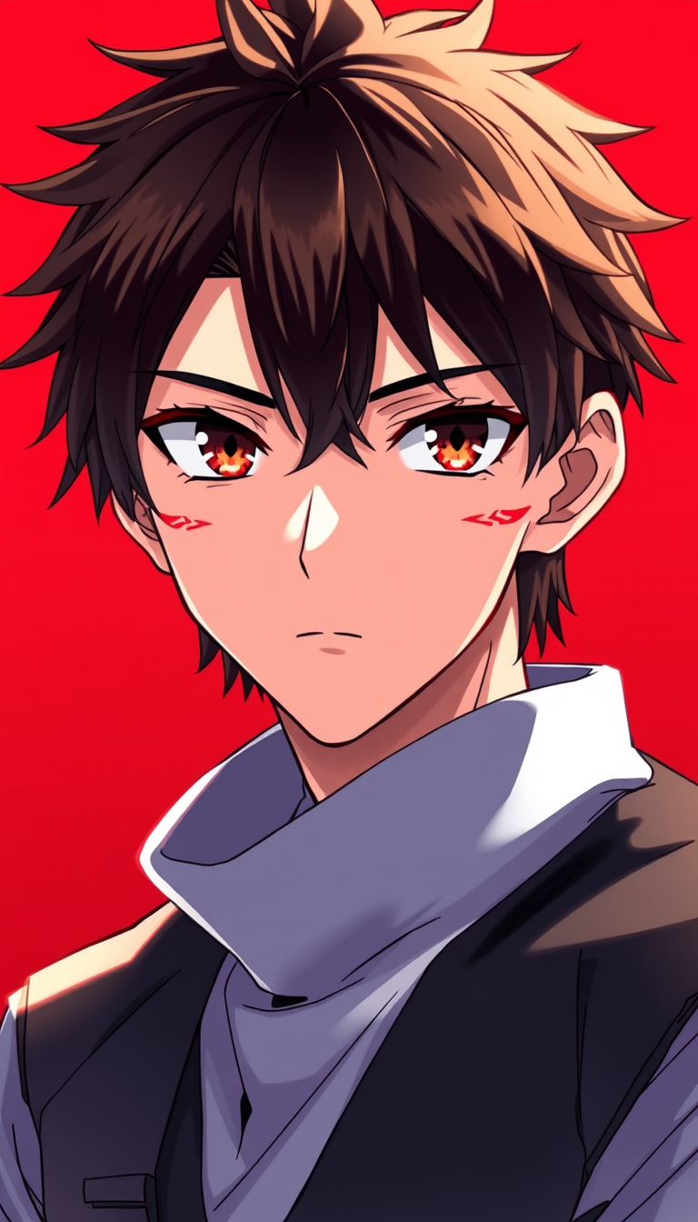 Anime idea: anime style, vibrant colors, expressive eyes, Kita is shown to be a handsome, tall and lean young man. He seems to have rather brown or dark red eyes.