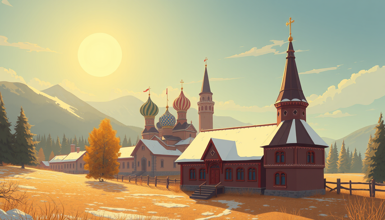 Main art studio: русская деревня нарисованная в стиле аниме