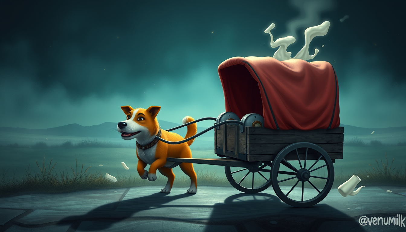 Main art studio: i want you to make a dog and a cart fight for milk