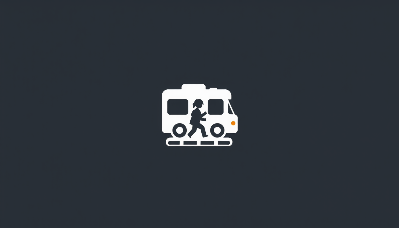 Logo idea created from the prompt: logo design, clean minimal mark, bold simple shapes, balanced composition, app about kids walking busses to school for safety , versatile br