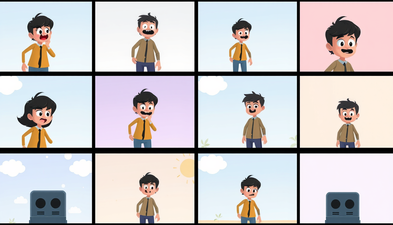 Sprite Sheet idea: a grid of animation frames sharing one character, scale, palette, and camera angle, deliberate composition, θελω μια γατα μαυρη καρτοθν , polished ima