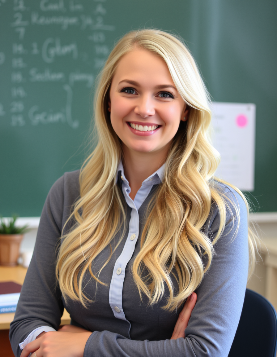 Main art studio: A blonde teacher