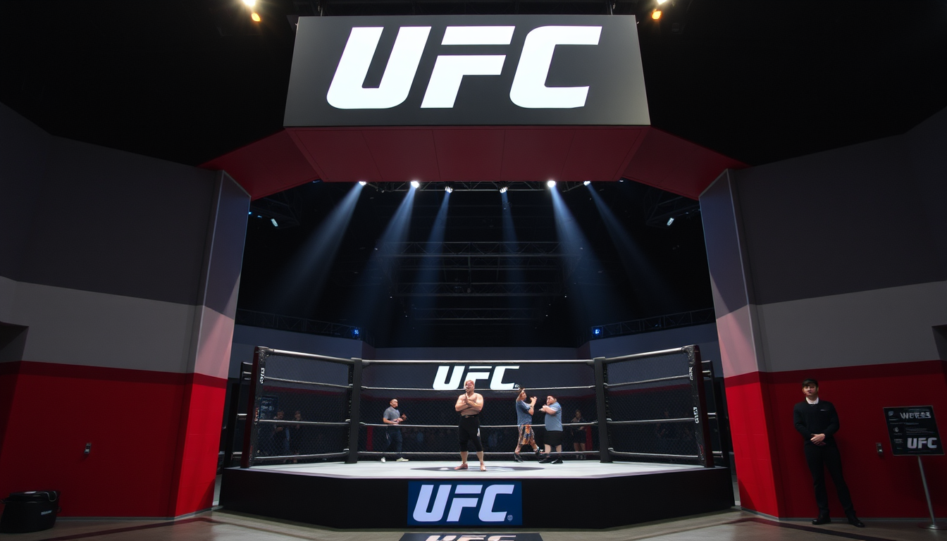 Main art studio: professional weights at the entrance to ufc octagon