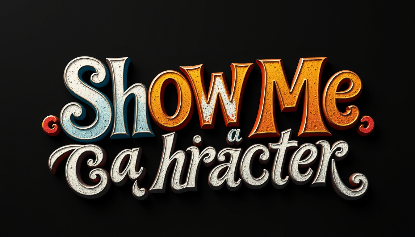 Word Art idea created from the prompt: decorative word art, stylized typography, artistic lettering, show me a human character , bold word art design