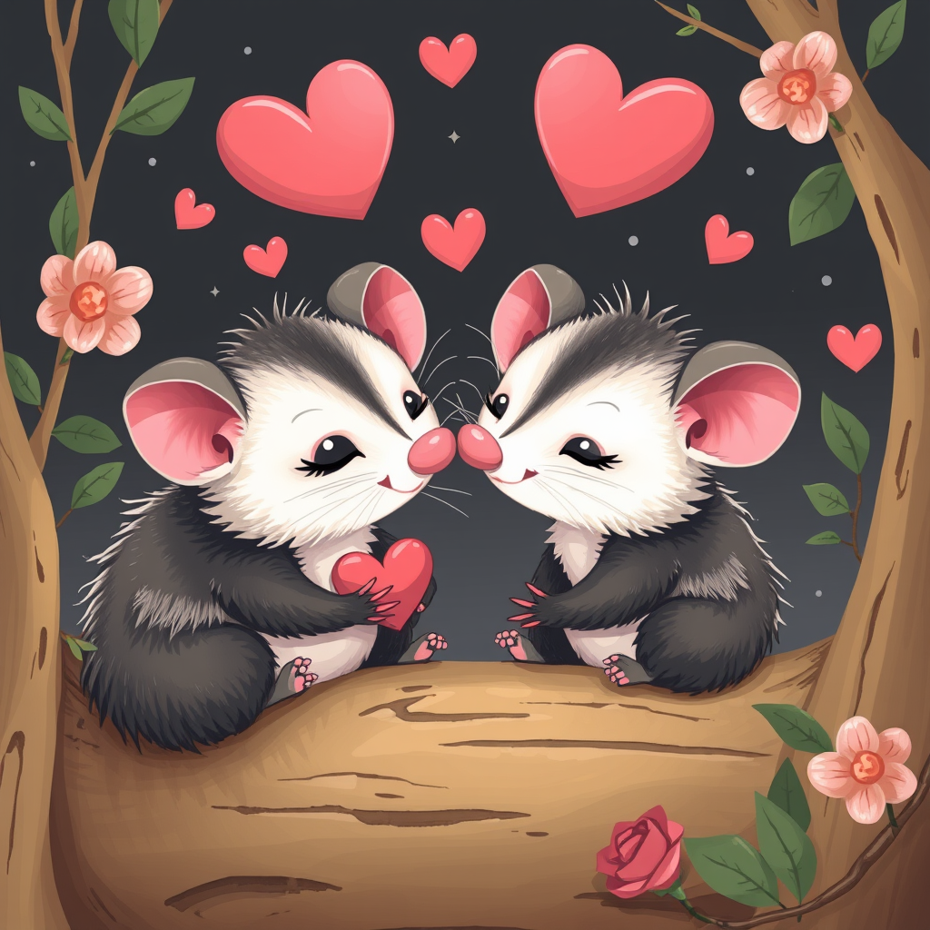 Main art studio: cartoon - 2 possums in love