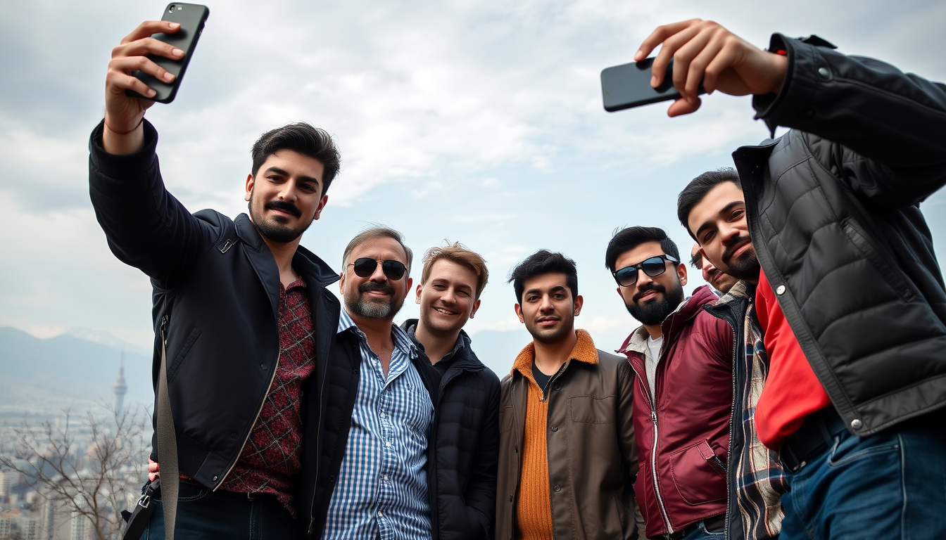 Main art studio: realistic style photo of these men taking a model style photo together: Gaetano Arena, Damiano David, giancarlo commare, eugenio francescini, dawid au