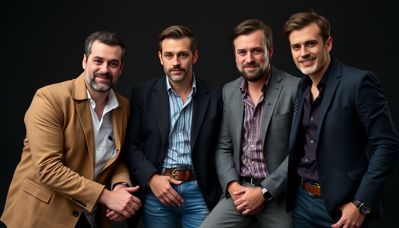 Main art studio: real actors and models doing modeling together: Gaetano Arena, Damiano David, giancarlo commare, eugenio francescini, dawid auguscik