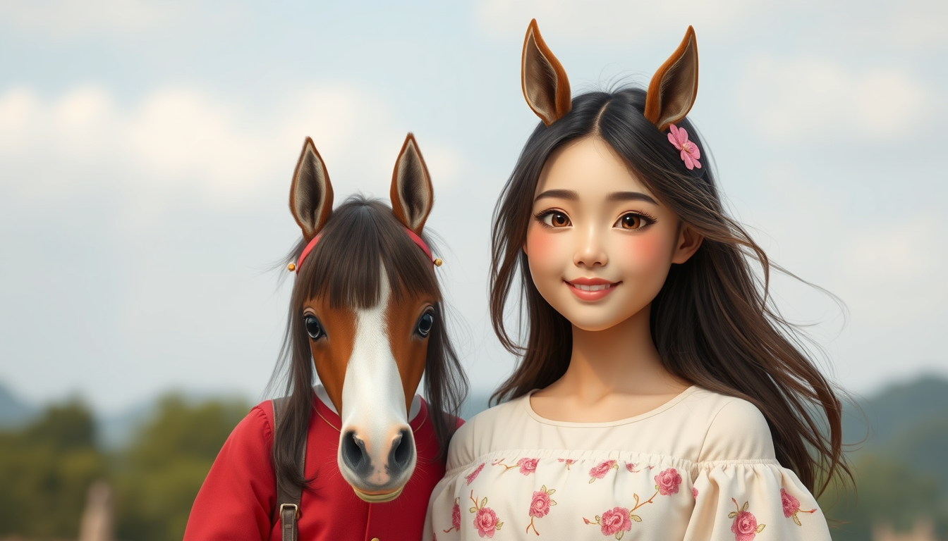 Main art studio: Tu peux faire une fille asiatique qui a deux ans de moins que sa grande sœur, la fille asiatique a brune avec une queue de cheval, la petite et la gra