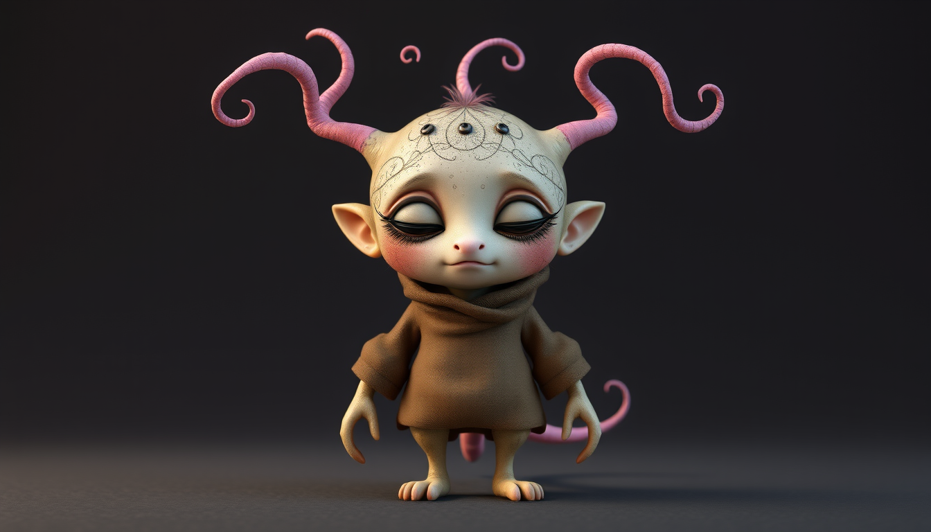 Main art studio: Create Khormak, a cute and unusual humanoid fantasy creature. He has the same height and body proportions as Fandogh, with two arms, two legs and a sm