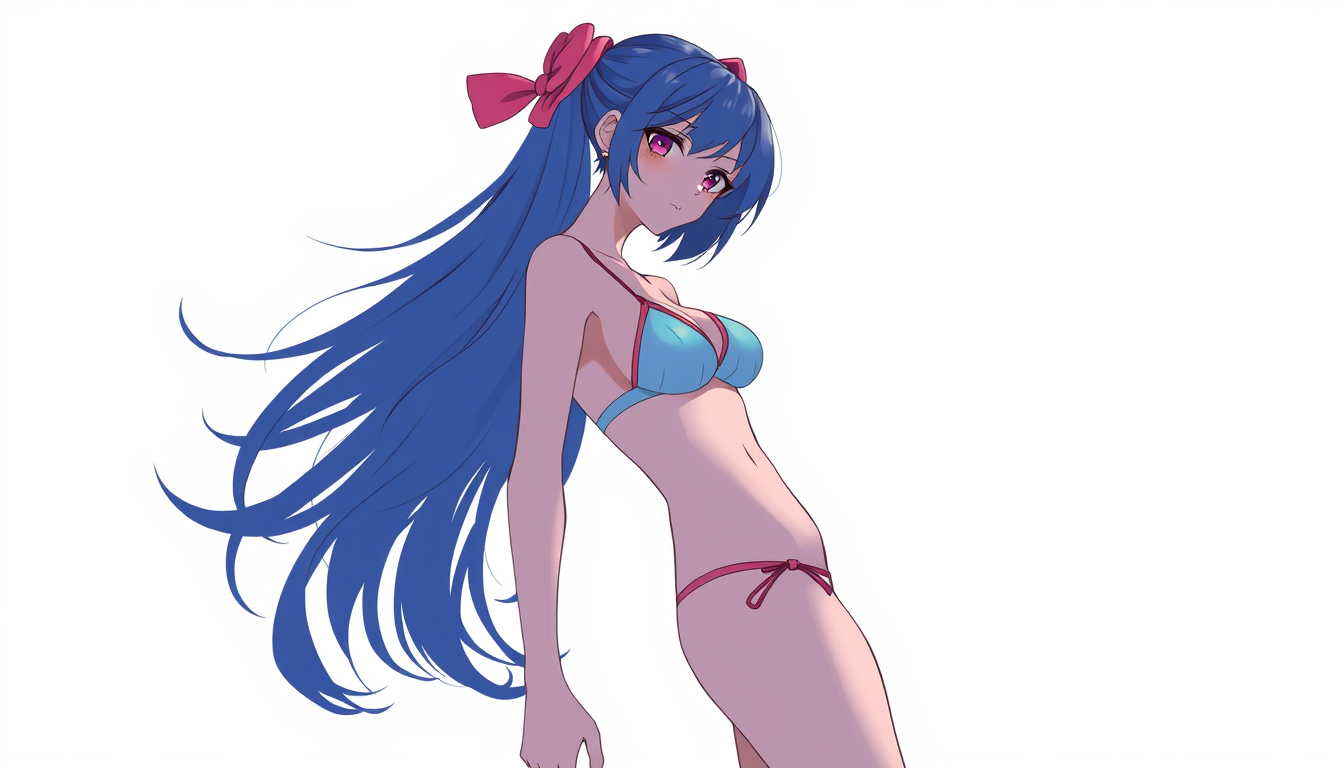 Characters idea: an original character defined by silhouette, role, outfit, palette, and expression, deliberate composition, a girl in hot bikini , polished image, coh