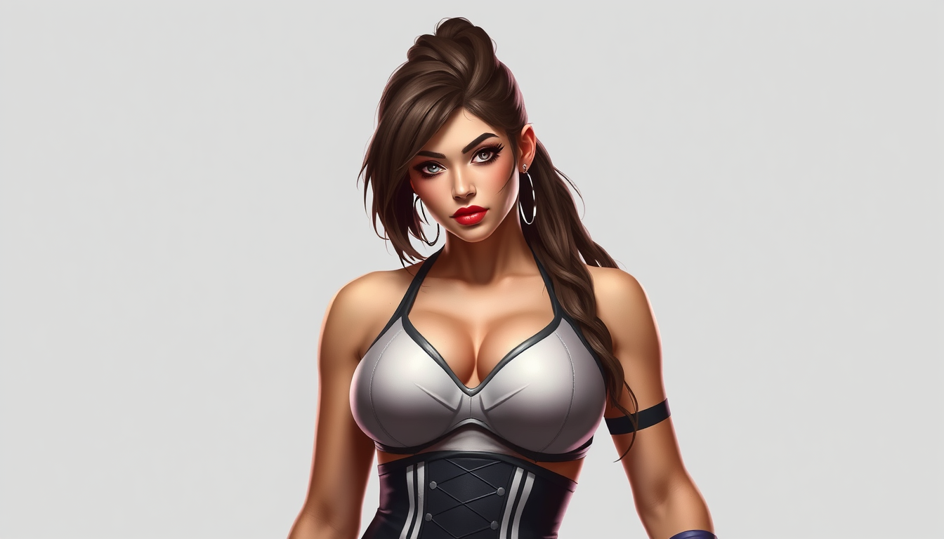 Character idea created from the prompt: an original character defined by silhouette, role, outfit, palette, and expression, deliberate composition, Female wrestler , polished image