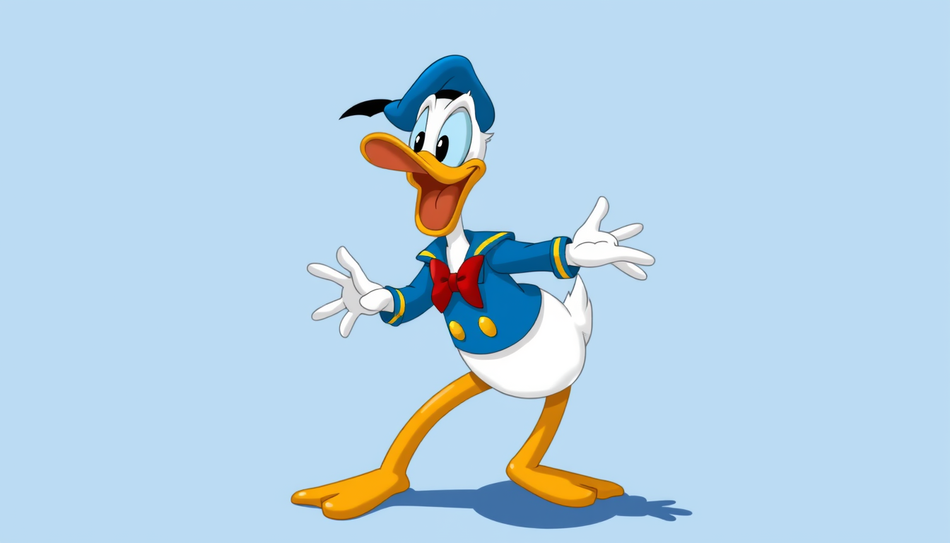 Main art studio: I want the same exact image but make it a new character, Donald Duck.