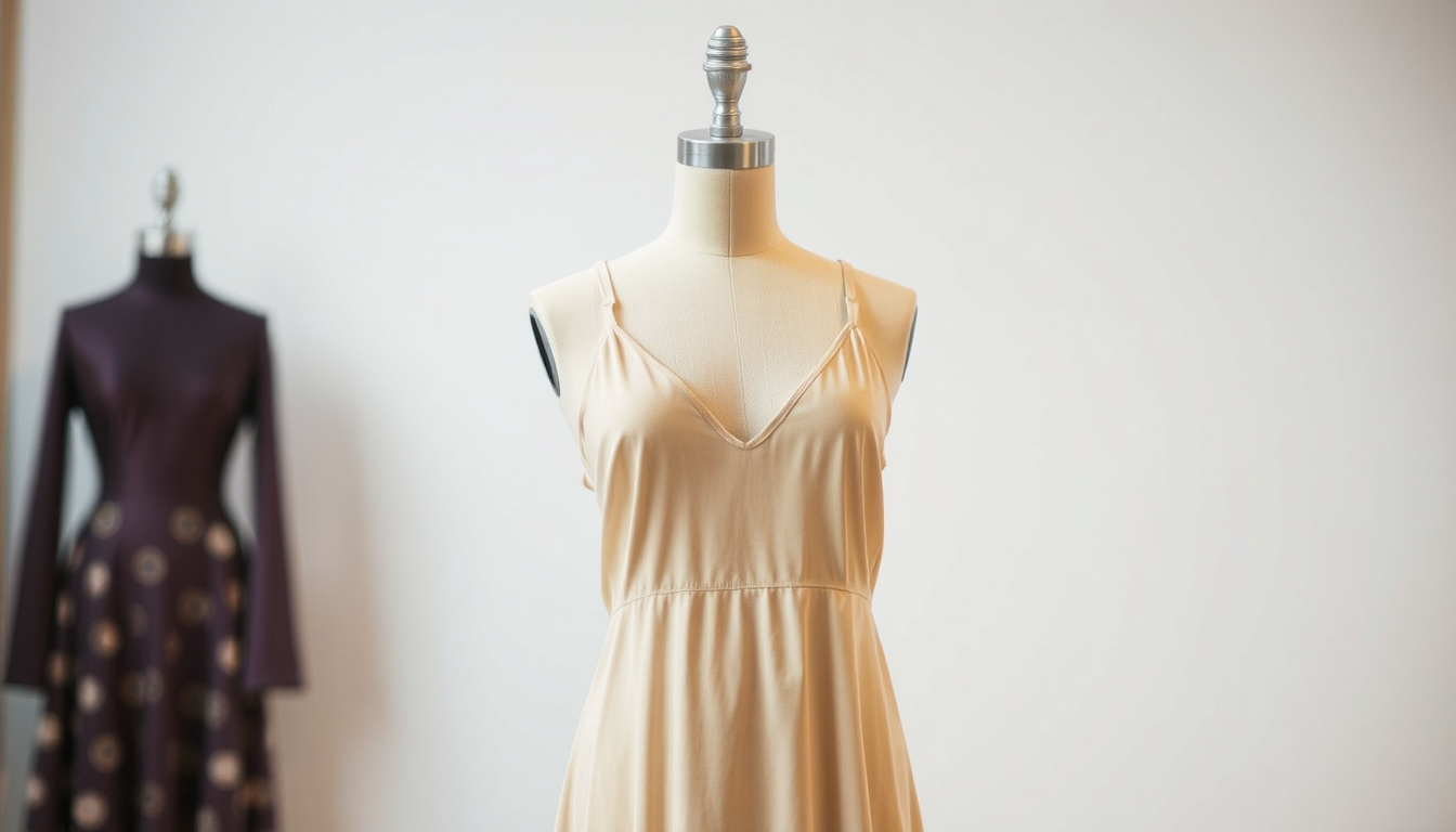 Main art studio: A slip dress on a mannequin