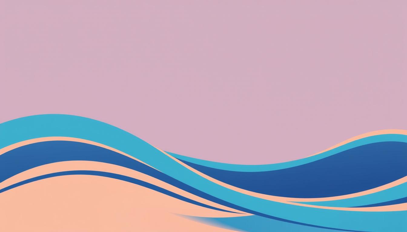 Main art studio: Flat vector 16:9 background, ultra thick massive waves, only 3-4 simple thick flowing lines across the screen, retro 1970s style, two-tone color palet