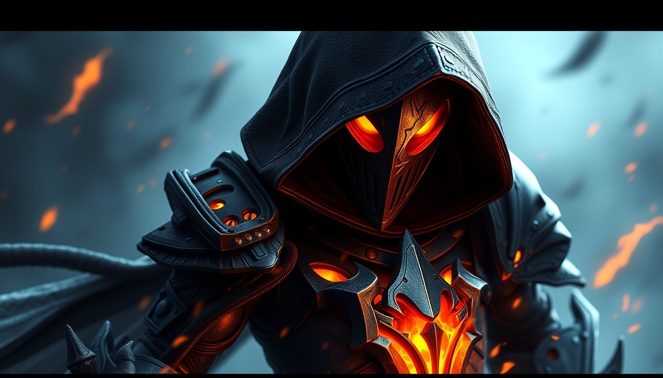 Main art studio: Humano encapuchado tipo hollow Knight 2D 2d 2d con detalles de fuego que no se le vea la cara para un videojuego en dos dimensiones con sus animacione