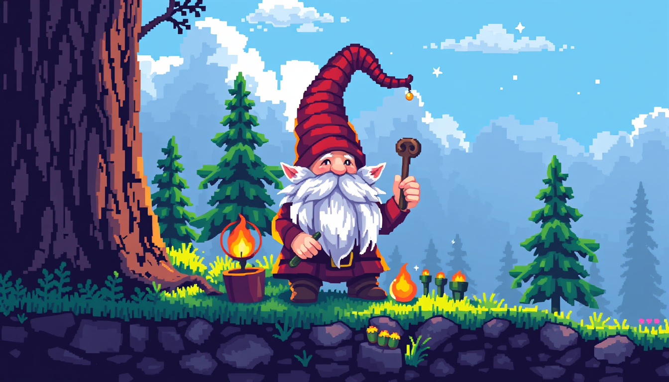 AI Art prompt example created from the prompt: 16 bit pixel gnome