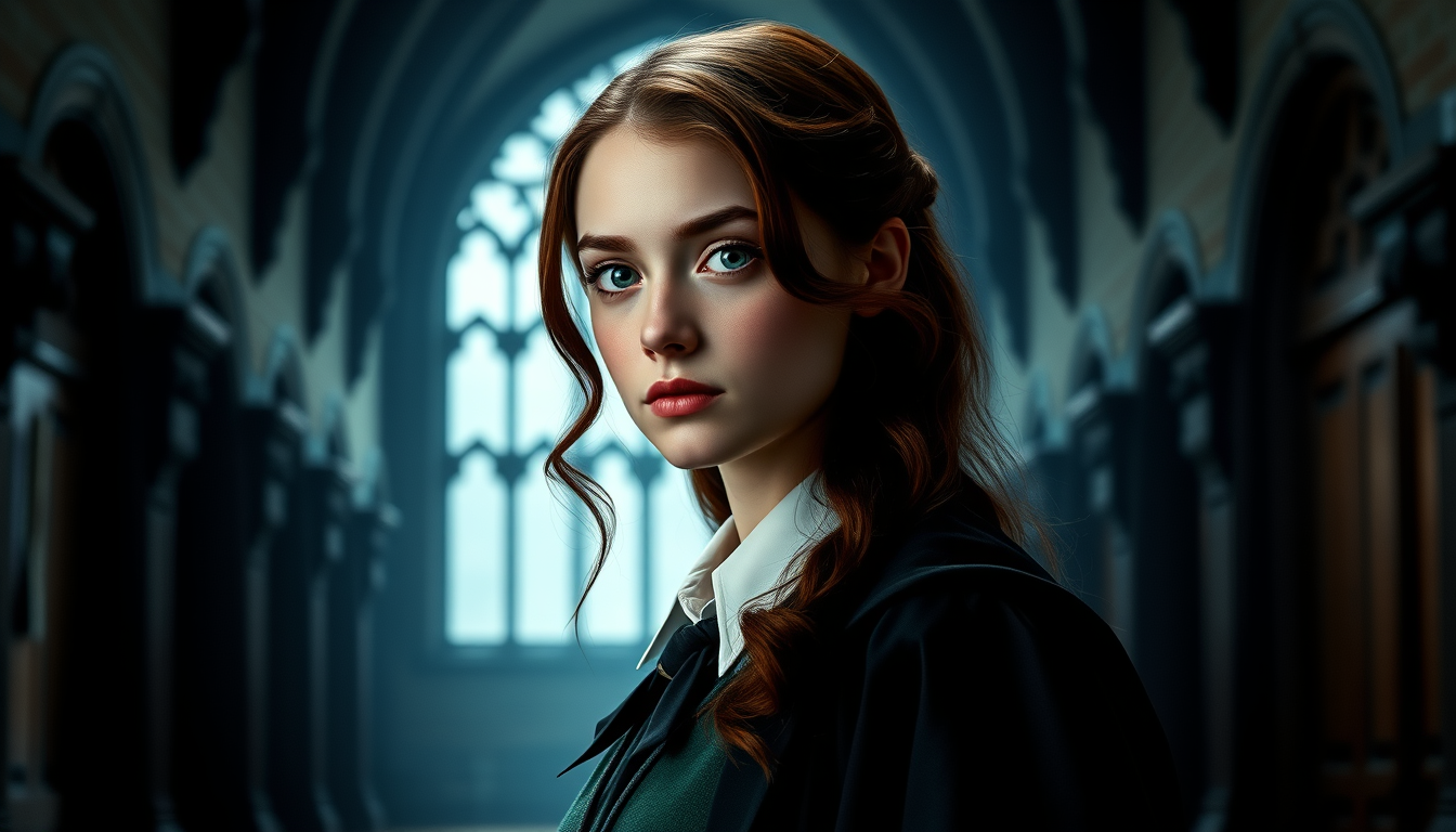 Characters idea: an original character defined by silhouette, role, outfit, palette, and expression, deliberate composition, Lilian Evans, irmã gêmea de Lily Evans. Jo