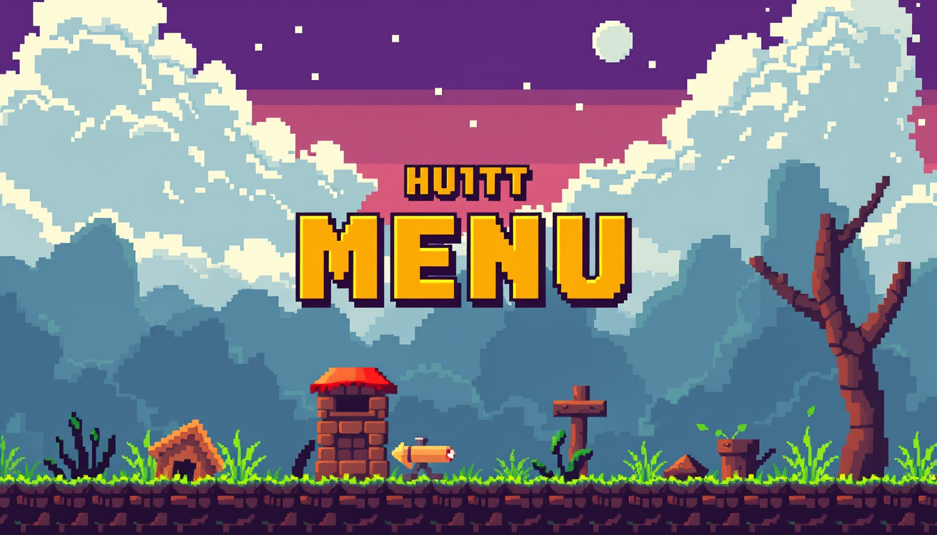 AI Pixel Art idea created from the prompt: pixel art, 32x32 sprite scale, limited palette, retro 16-bit game art, genera el fondo de un menu de un juego pixel art de pelea , crisp pix