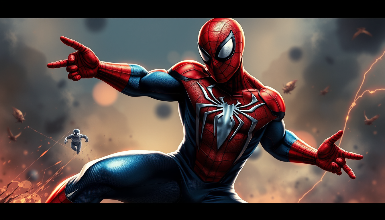 Superhero idea created from the prompt: original superhero character design, dynamic pose, bold costume, dramatic lighting, comic art energy, Spiderman muscle kustüm für Kinder mit