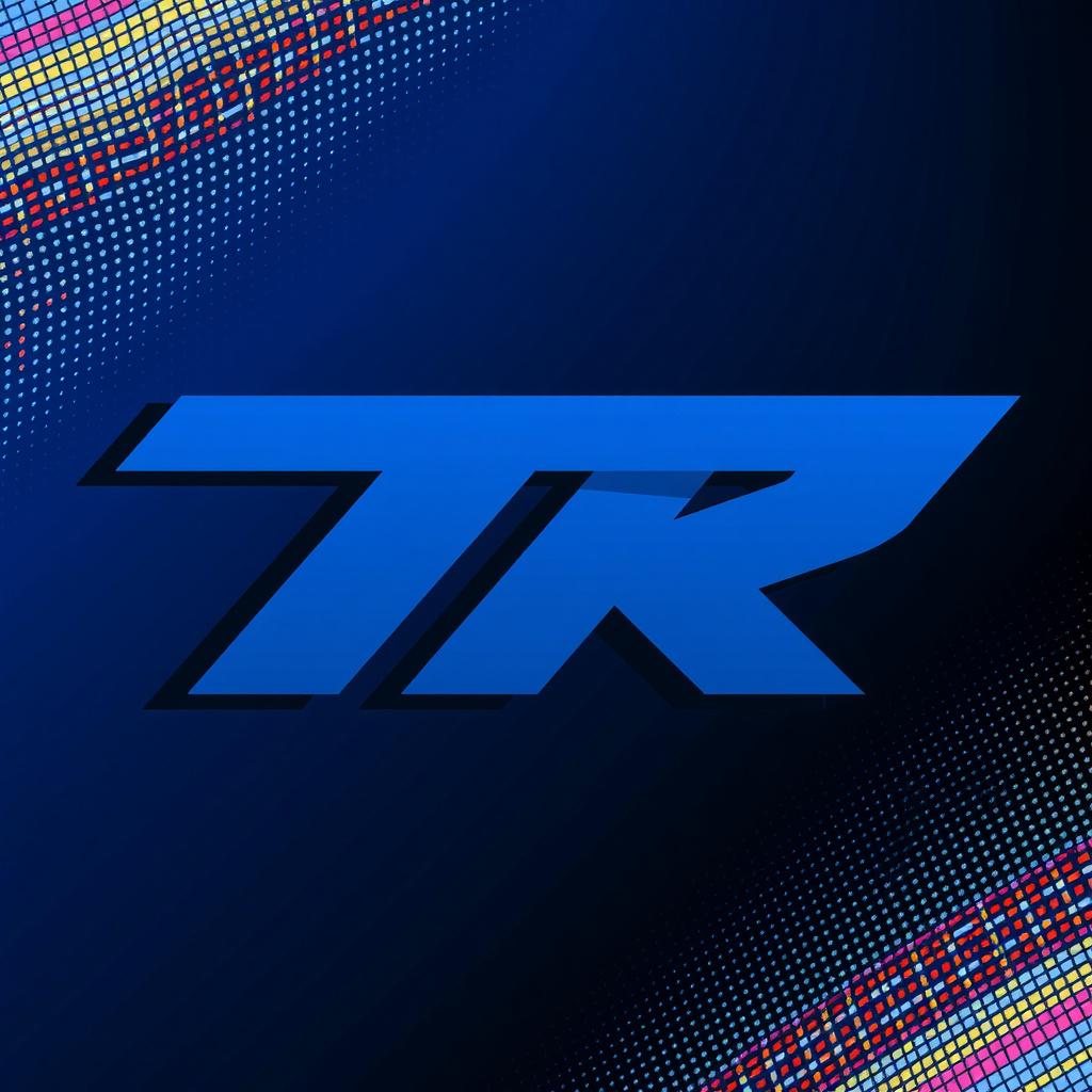 Main art studio: dfaça uma linha branca como se fosse reflexo em diagonal passando dentro do "TR" apenas dentro do "TR"