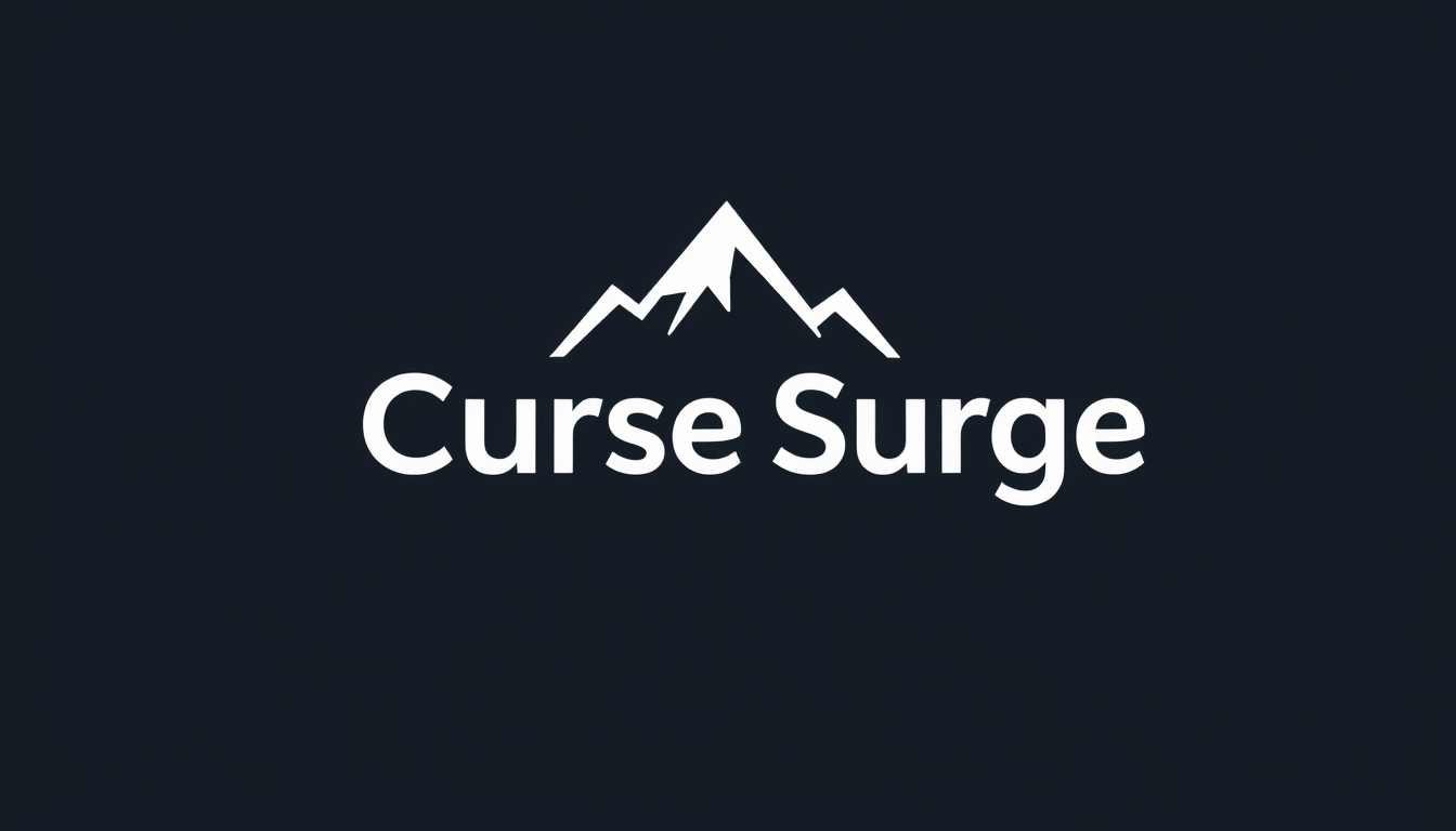 Logo idea: logo design, clean minimal mark, bold simple shapes, balanced composition, extension wow qui appellerais " World of Curse Surge " , versatile brand lo