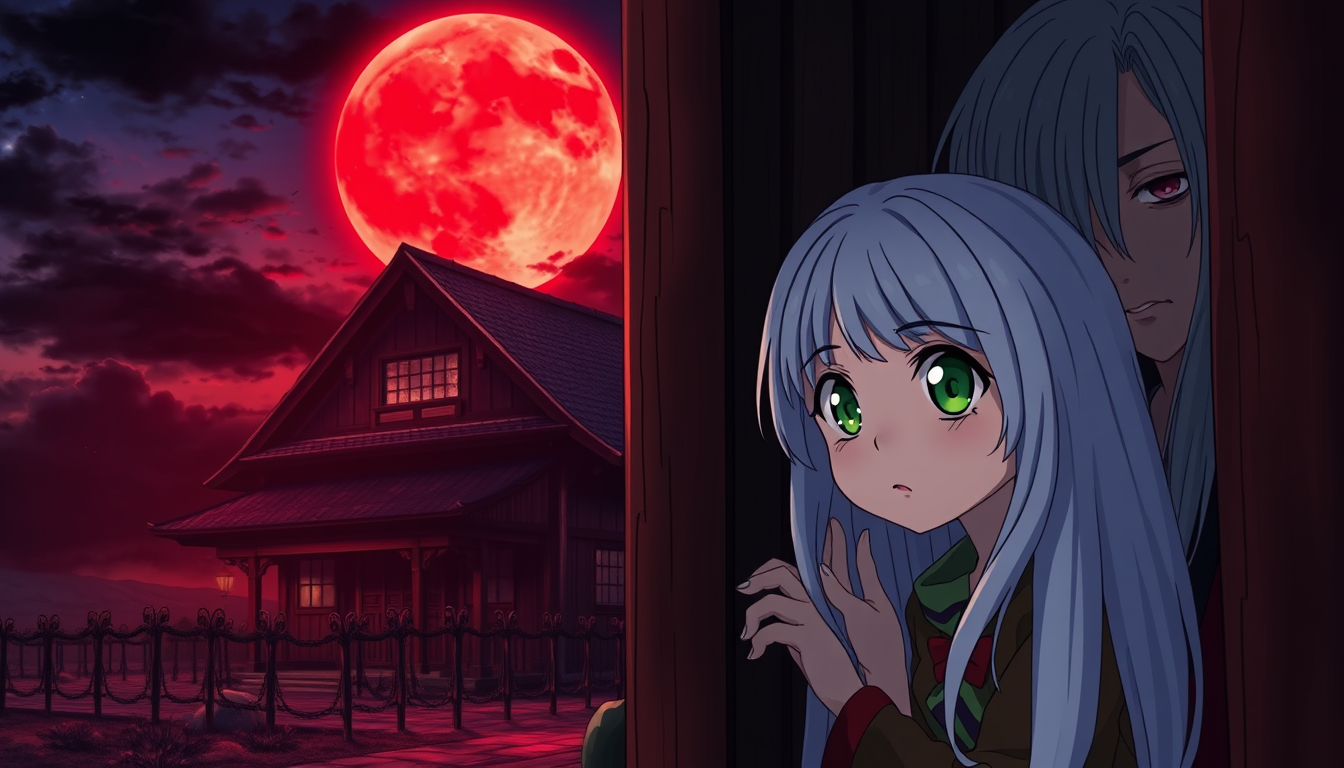 Anime idea: anime style, vibrant colors, expressive eyes, Dark Japanese 2D anime scene, like a frame from a real anime episode. A four-year-old girl with very lon