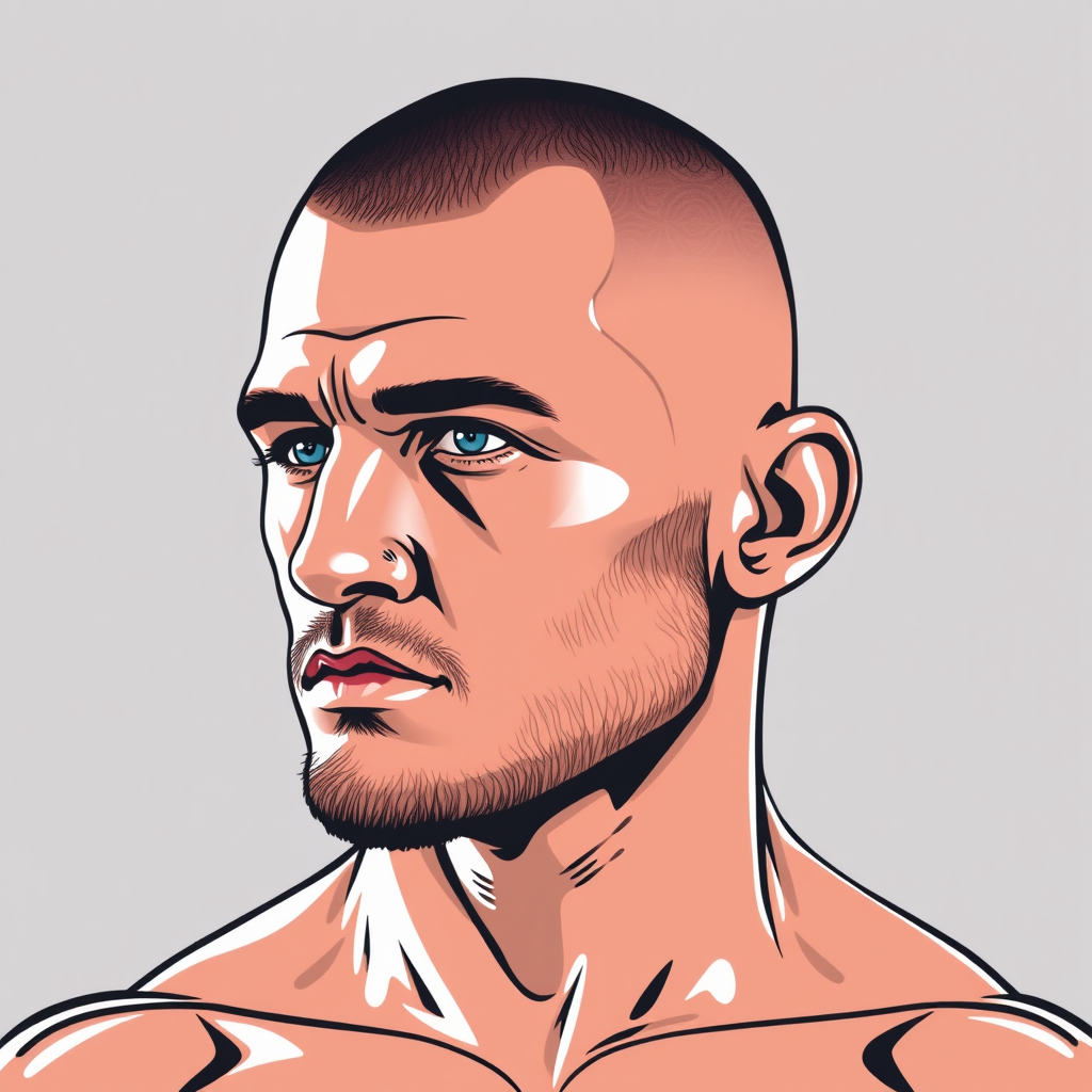 Main art studio: MMA fighter icon from USA. Head and shoulders shot random features