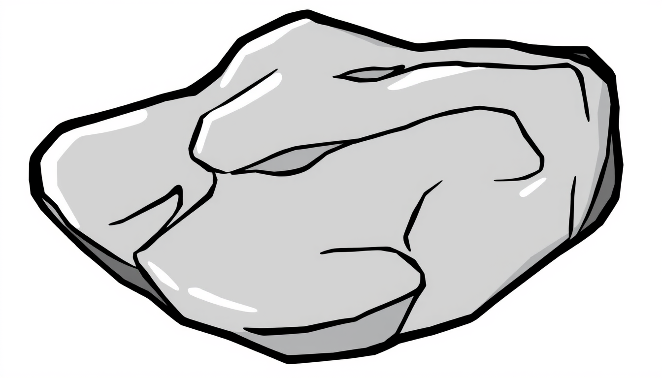 Game Asset idea created from the prompt: 2D game asset, clean isolated object, consistent art style, A single stylized gray rock inventory icon for a Roblox game, chunky hand-drawn 