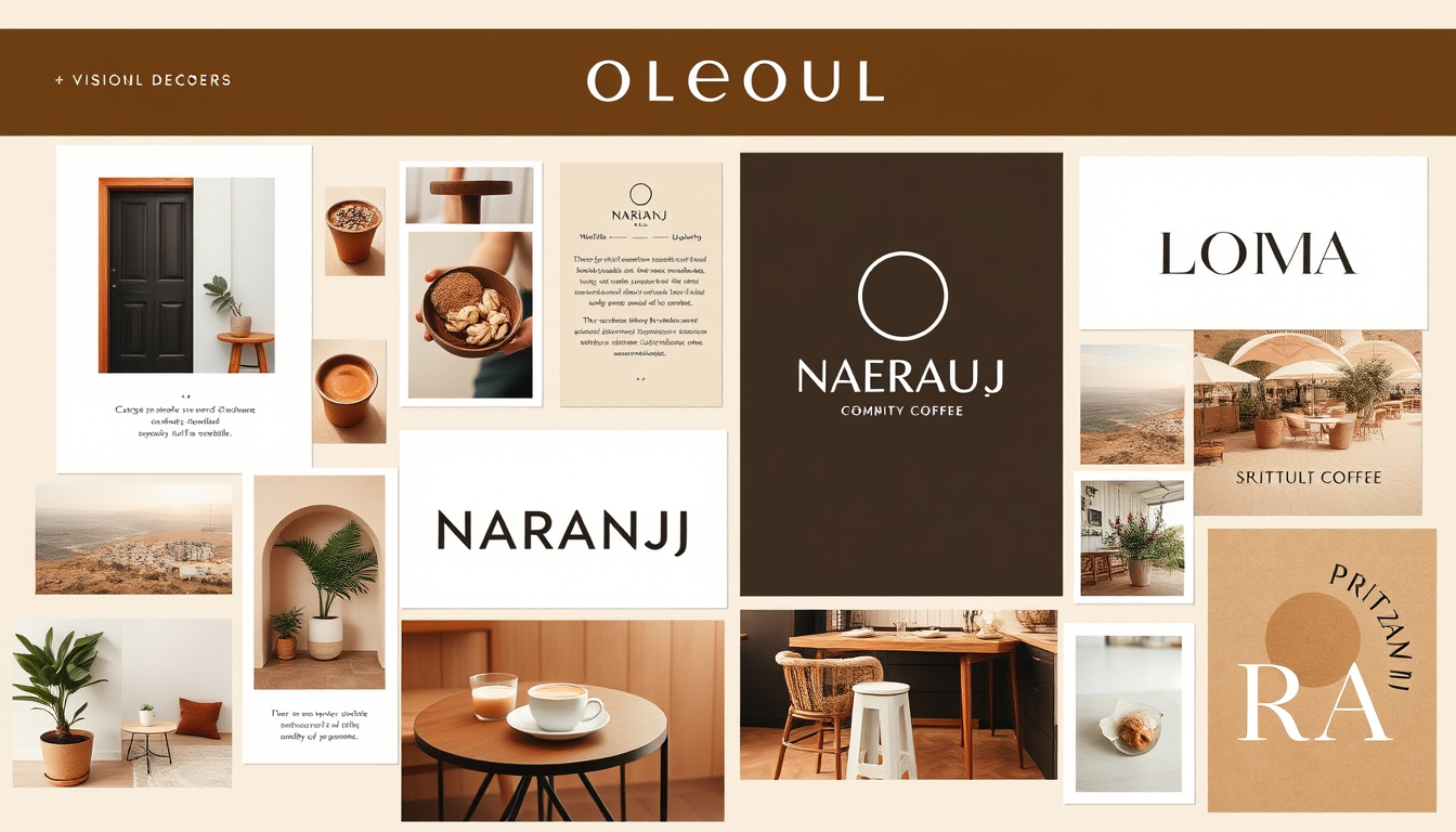 Vision Board idea: vision board collage, aspirational images, organized mood board layout, magazine cutout style, Create a professional branding moodboard for a **small,