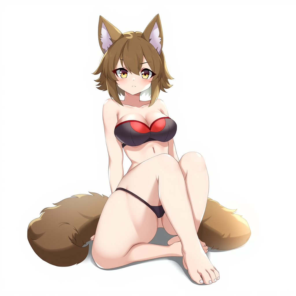 Main art studio: furry, female anime-style furry character,full body,mature,human form,bikini,sit