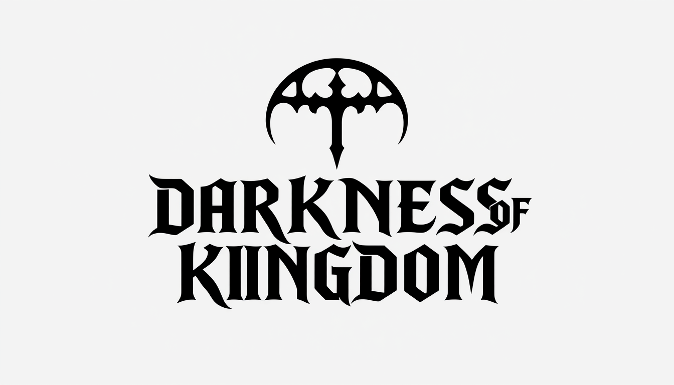 Logo idea: logo design, clean minimal mark, bold simple shapes, balanced composition, The logo text is exactly: DARKNESS OF KINGDOM. Copy every letter exactly. N