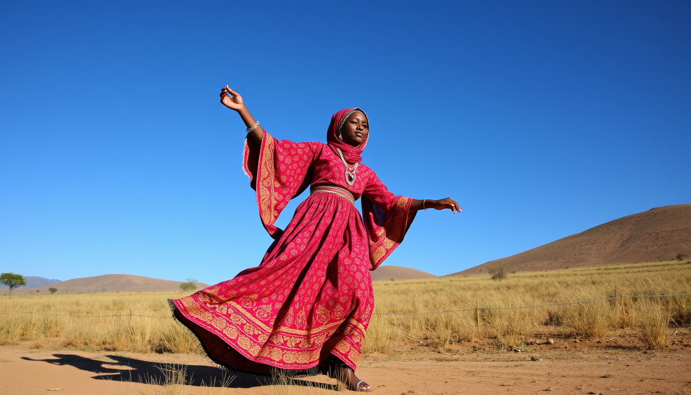 Main art studio: Som African girl dancing with e hejab en seyeng alah