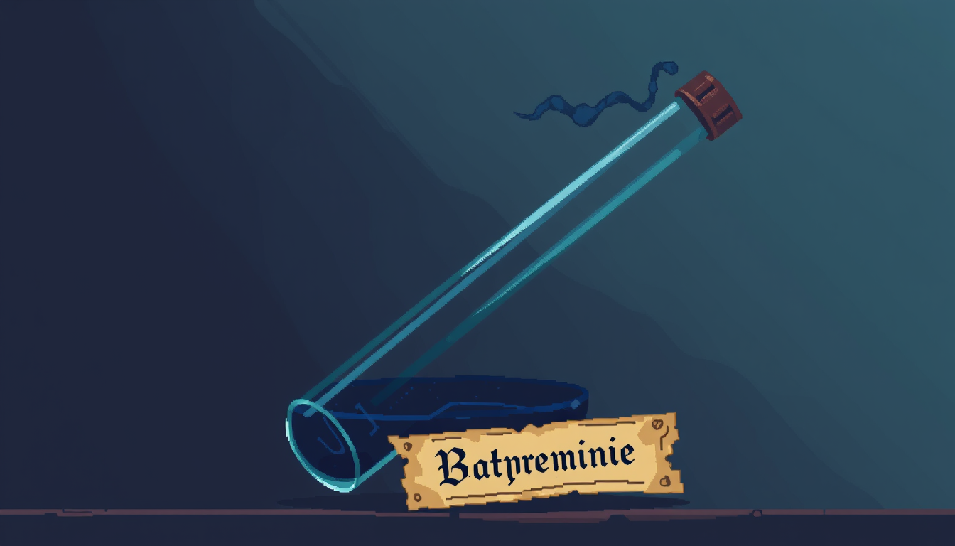 Pixel Art idea: pixel art, 32x32 sprite scale, limited palette, retro 16-bit game art, Long thin glass tube, diagonal, handmade medieval glass, sealed ends, subtle br