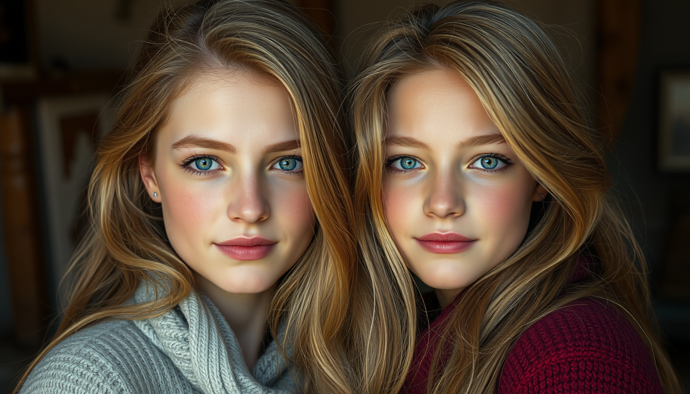 Realistic Images idea: photorealistic generated image, natural materials and skin texture, physically plausible lighting, Erstelle mir ein Bild zwei 18 jährigen hübschen Mäd