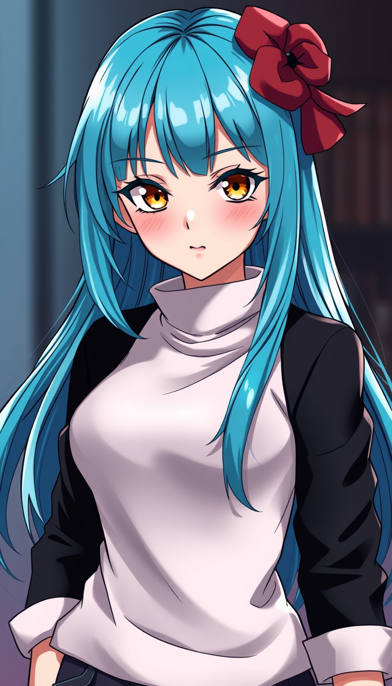 Anime idea: anime style, vibrant colors, expressive eyes, Eine wunderschöne Anime-Figur, ein 16-jähriges Mädchen und die Tochter von Dracule Mihawk aus One Piece.