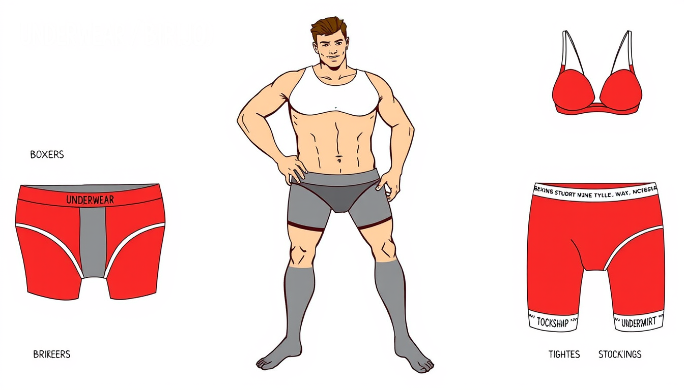 Main art studio: iLUSTRE CADA TÉRMINO CON UN DIBUJO: UNDERWEAR (USA) / PANTS (UK) UNDERPANTS / BRIEFS BOXERS LONG UNDERWEAR / LONG JOHNS ATHLETIC SUPPORTER / JOCKSTRAP