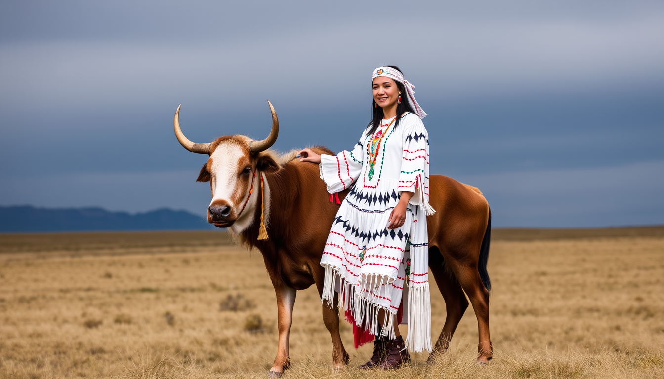 Main art studio: LAKOTA DRESS WhiteBuffaloCalfWoman