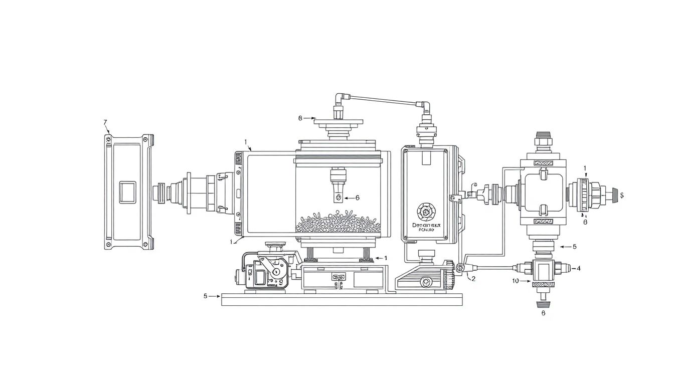 Main art studio: Show separated modules arranged vertically: 1. Structural support frame 2. Robotic movement module 3. Biological reactor chamber 4. Microorganism cult