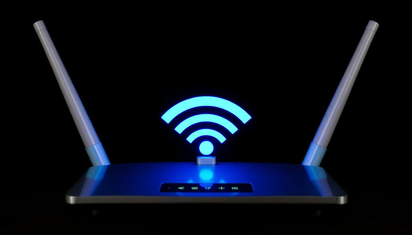 Main art studio: wifi router, blue signal symbol