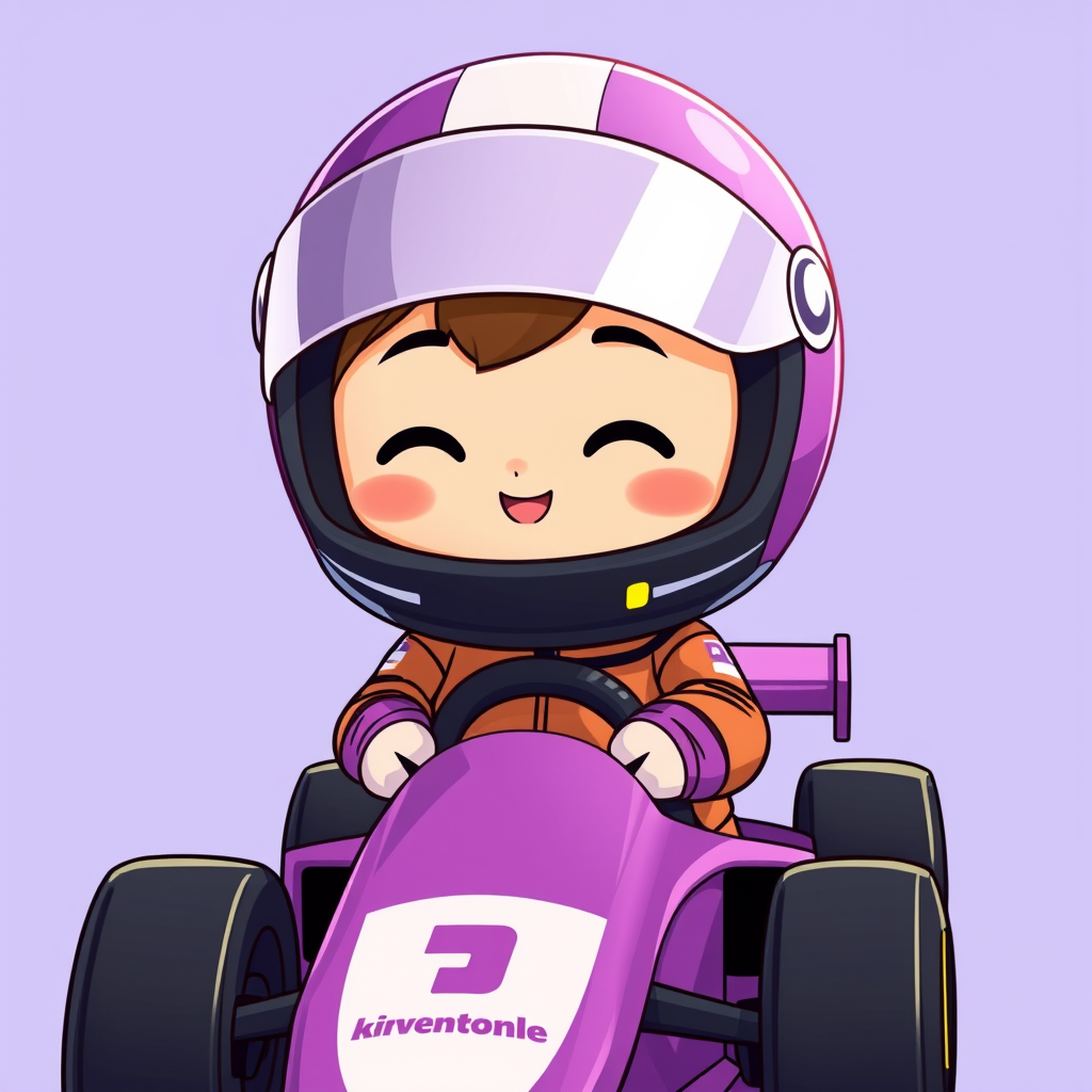 Main art studio: Mochi animated Kimi Antonille F1 driver with purple