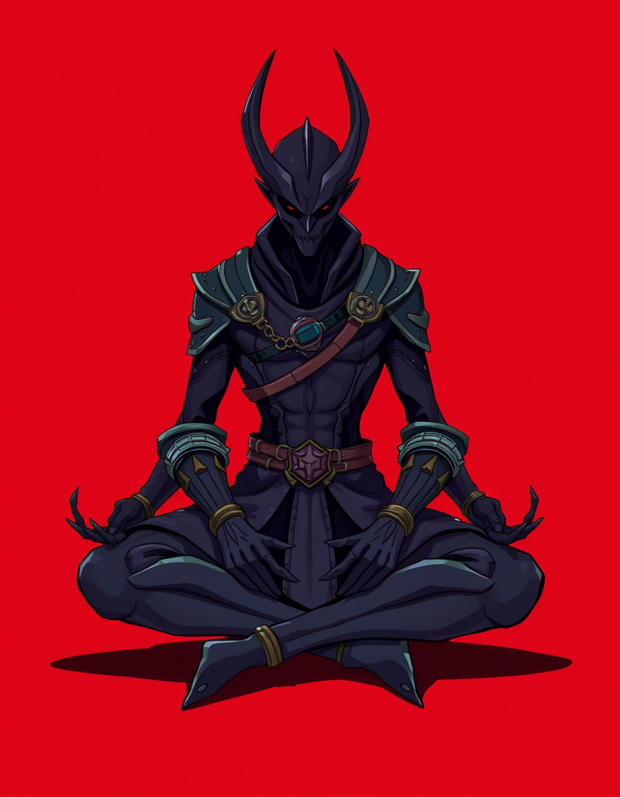 AI Art prompt example created from the prompt: Full-body colored illustration of Scar the Enderman, matching the character references exactly. Preserve his distinctive face, clothing, arm