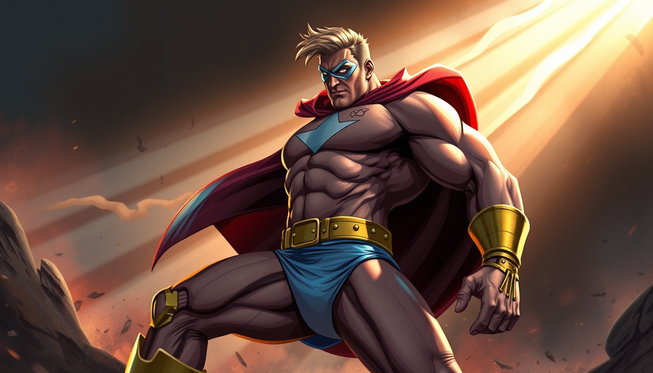 Superhero idea created from the prompt: original superhero character design, dynamic pose, bold costume, dramatic lighting, comic art energy, Captain underpants , original hero con