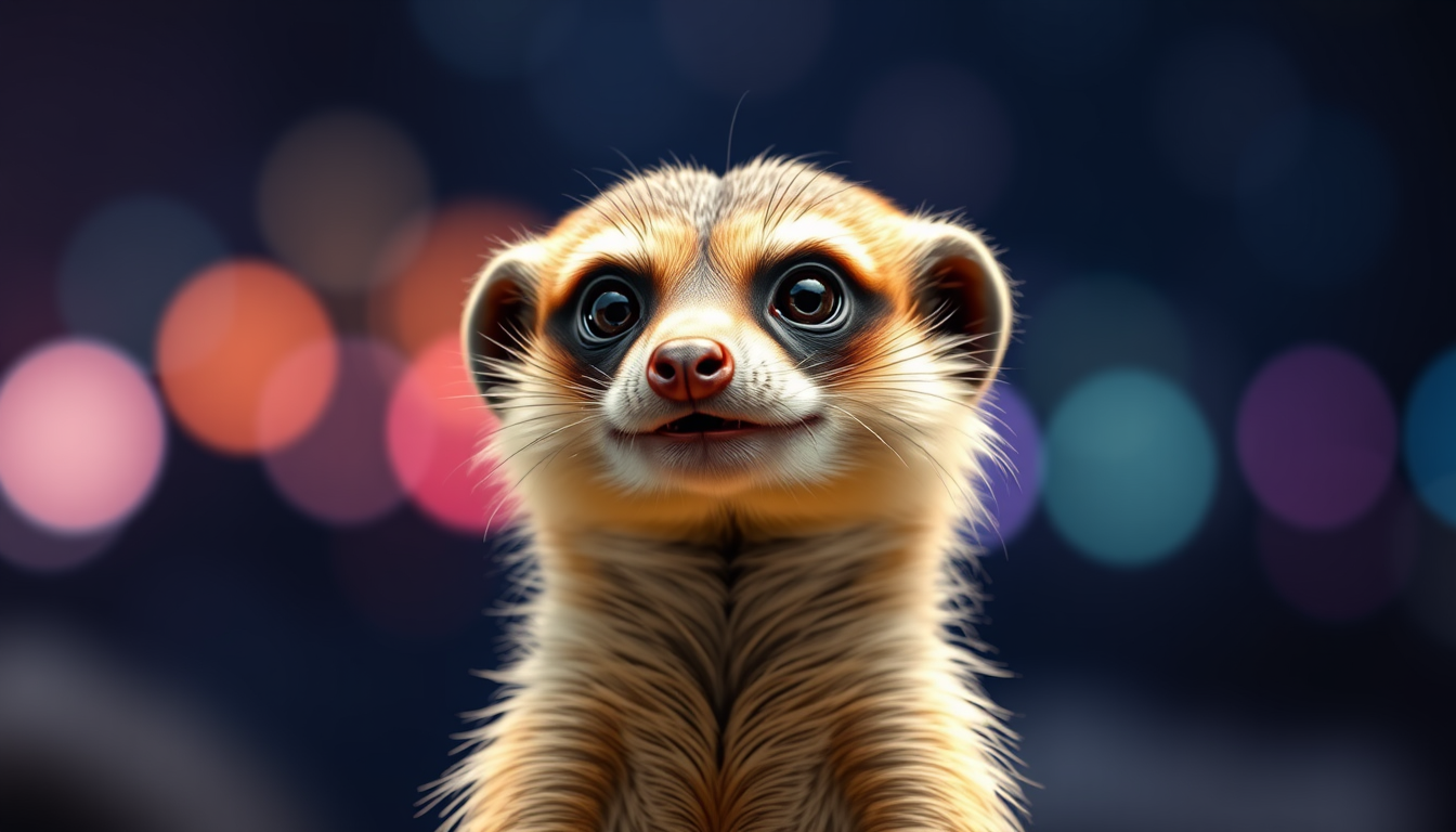 Main art studio: In Kurzgesagt style a meerkat.