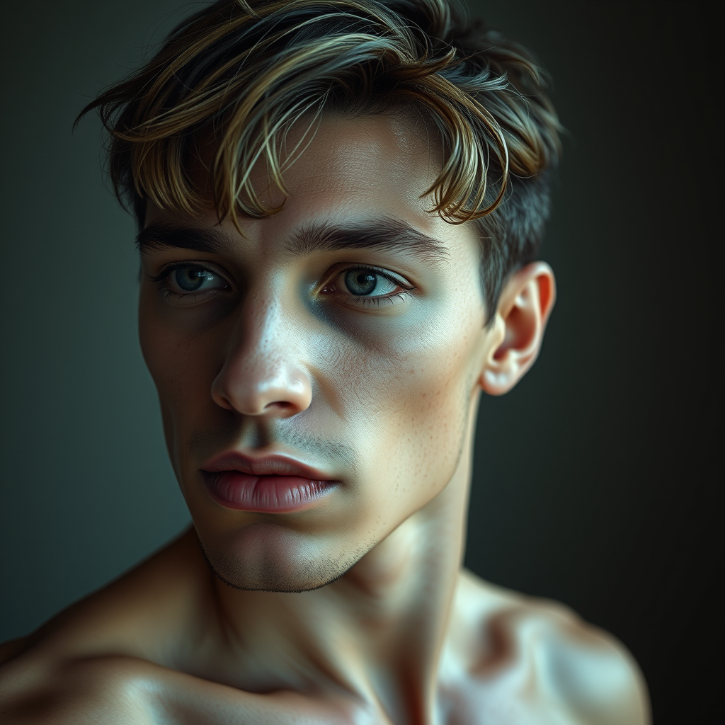 Realistic Images idea: photorealistic generated image, natural materials and skin texture, physically plausible lighting, transgender Beautiful and showed the details of his