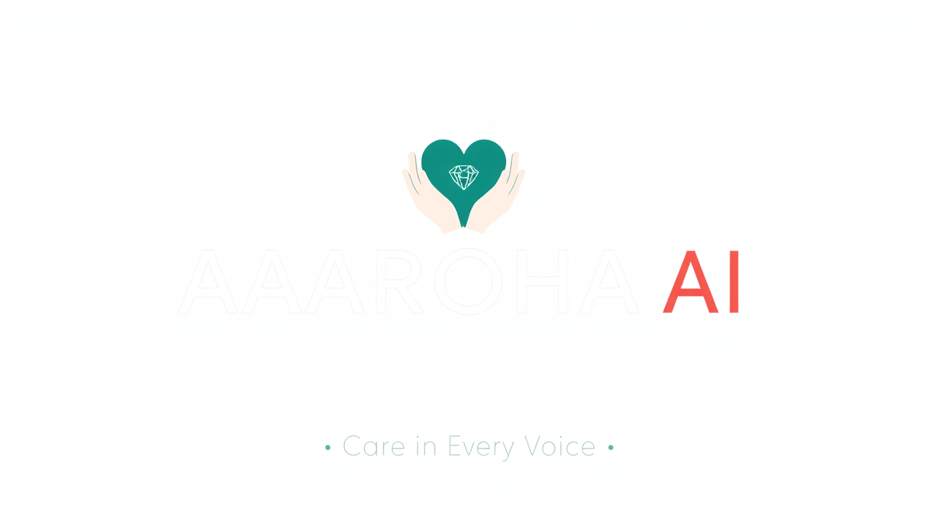 Main art studio: Create a modern professional logo for “AAROHA AI”, an AI-powered elderly care and community support platform. Combine a heart, speech bubble, helping 