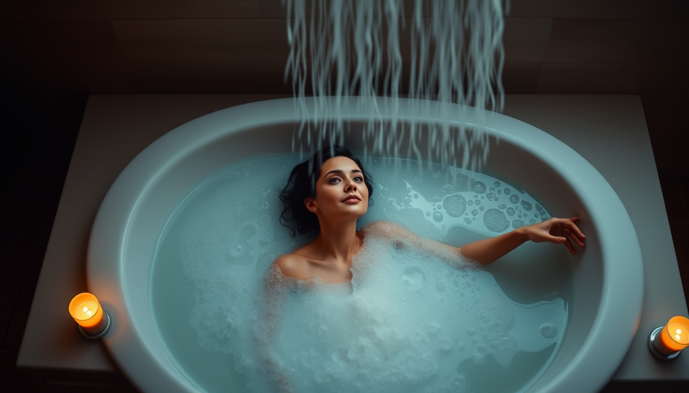 Main art studio: Generate image of woman in bath