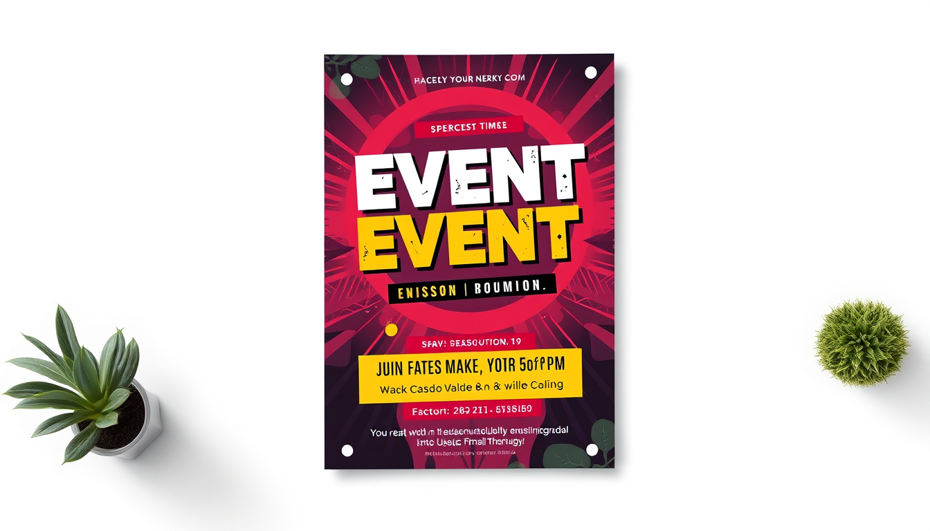 Flyer idea: event flyer design, bold eye-catching layout, clear hierarchy, space for text, ペットボトルキャップ小さく切って集めてアイロンをかけて溶かしてから名あけて金属チェーンをくっつけたアクセサリーを学校販売で売るんだけどそのとき
