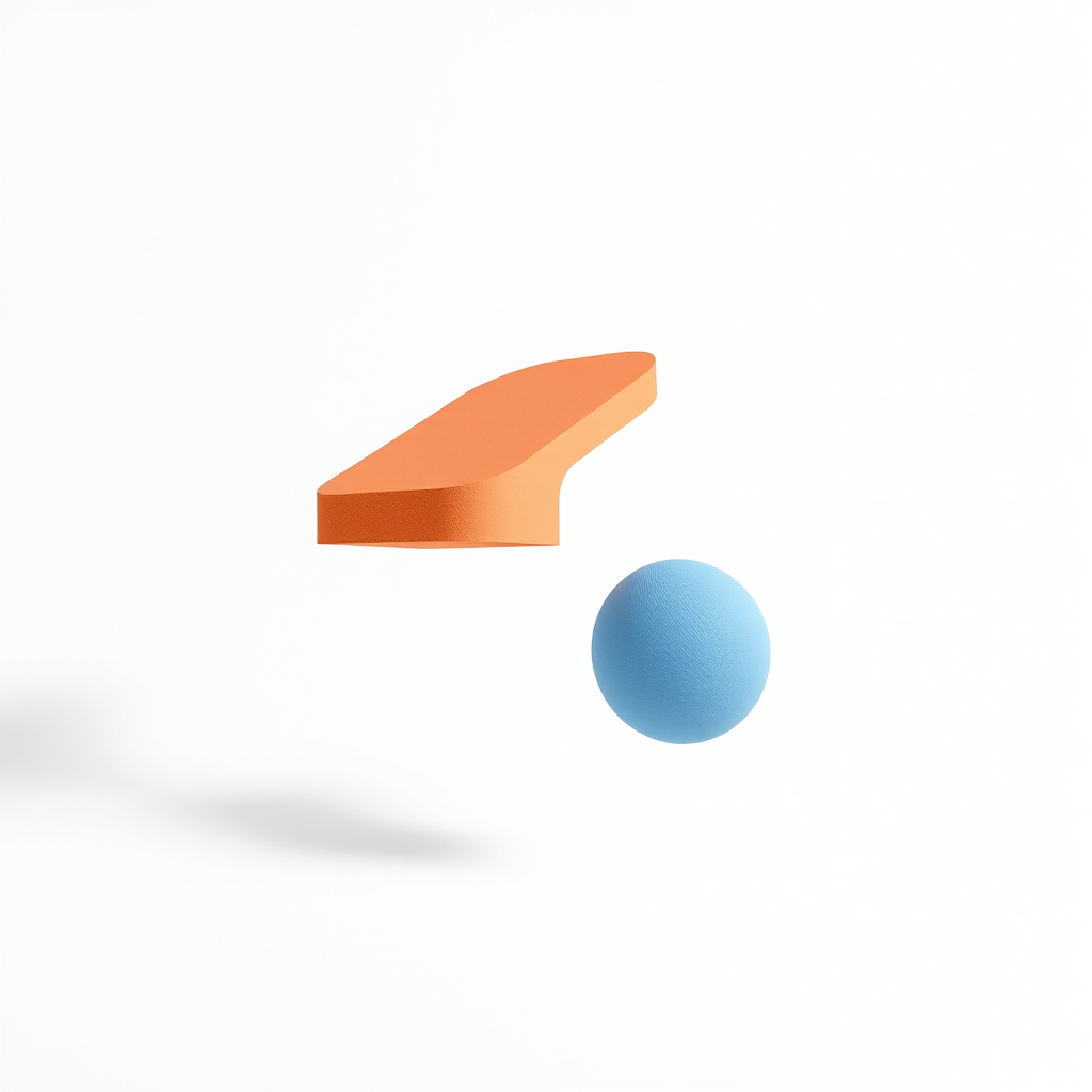Main art studio: Ultra minimal retro CGI forms floating on thin air. Basic colors. Bauhaus like minimalism and texures. Openess and super minimal. Negative white space